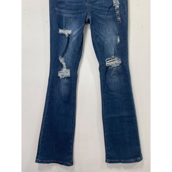 Rue 21 - Women's Ultimate Stretch Mid-Rise - Boot Jeans Distressed - Blue - 1 - Picture 13 of 15